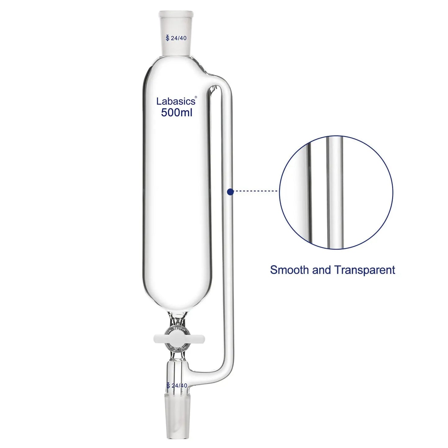 Pressure Equalizing Addition Funnel, Borosilicate Glass Dropping Funnel 24/40 Joint Labasics