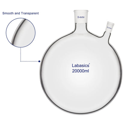 2 Neck Round Bottom Flask, 45/50 Center and 24/40 Side Joints, 5-20 L Labasics