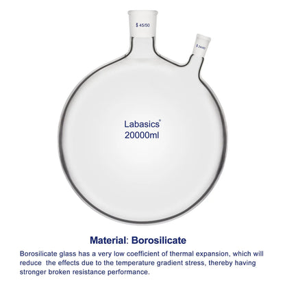 2 Neck Round Bottom Flask, 45/50 Center and 24/40 Side Joints, 5-20 L Labasics