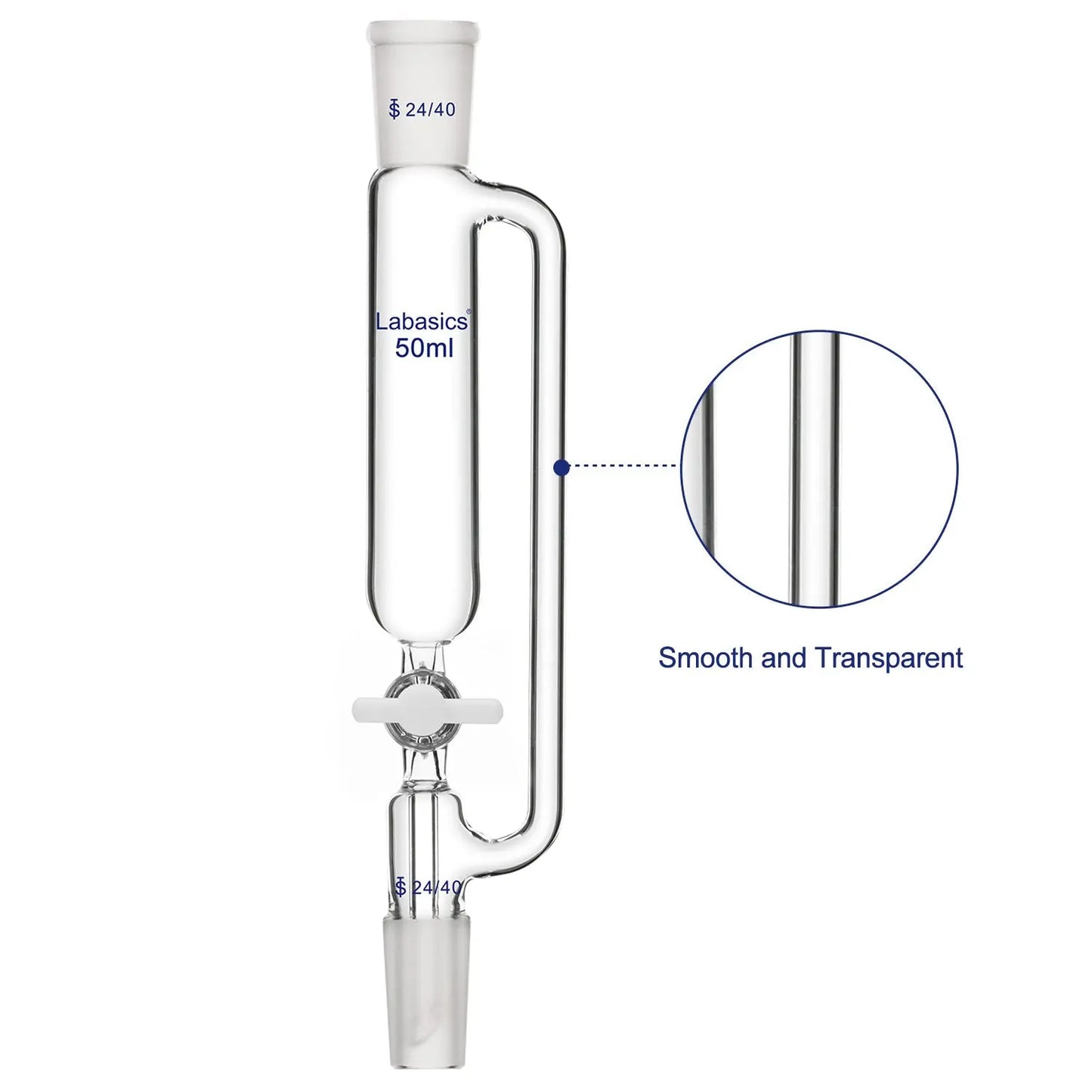 Pressure Equalizing Addition Funnel, Borosilicate Glass Dropping Funnel 24/40 Joint Labasics