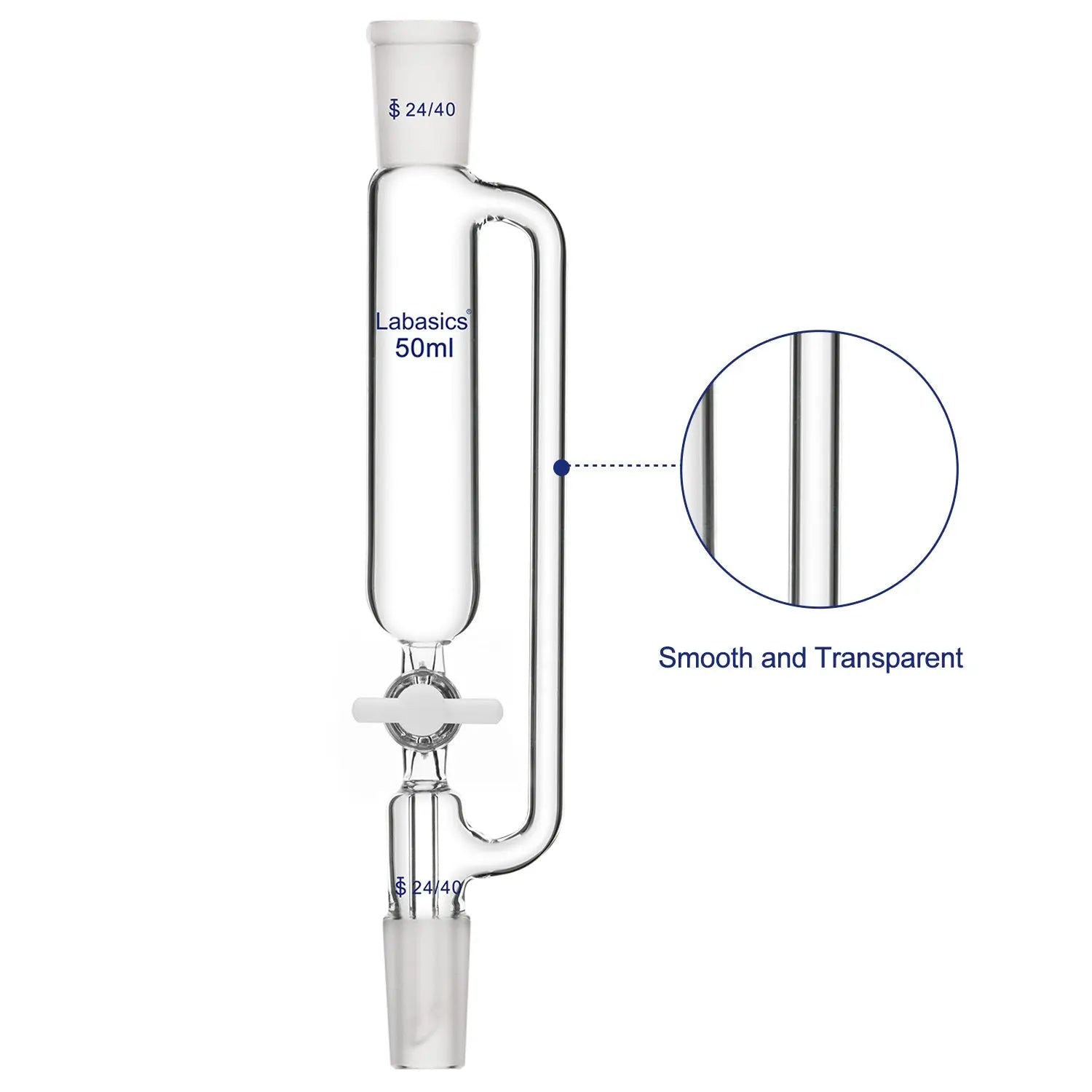 Pressure Equalizing Addition Funnel, Borosilicate Glass Dropping Funnel 24/40 Joint Labasics