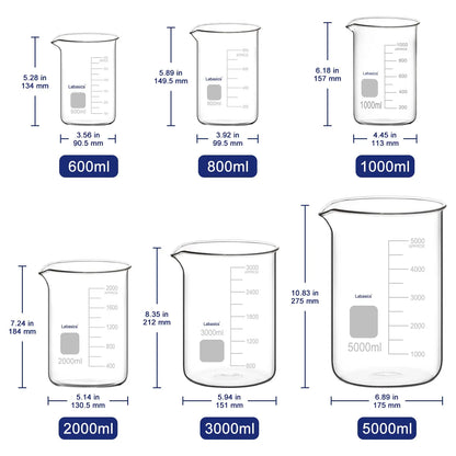 Glass Beaker with Pouring Spout, 25-5000 ml Labasics