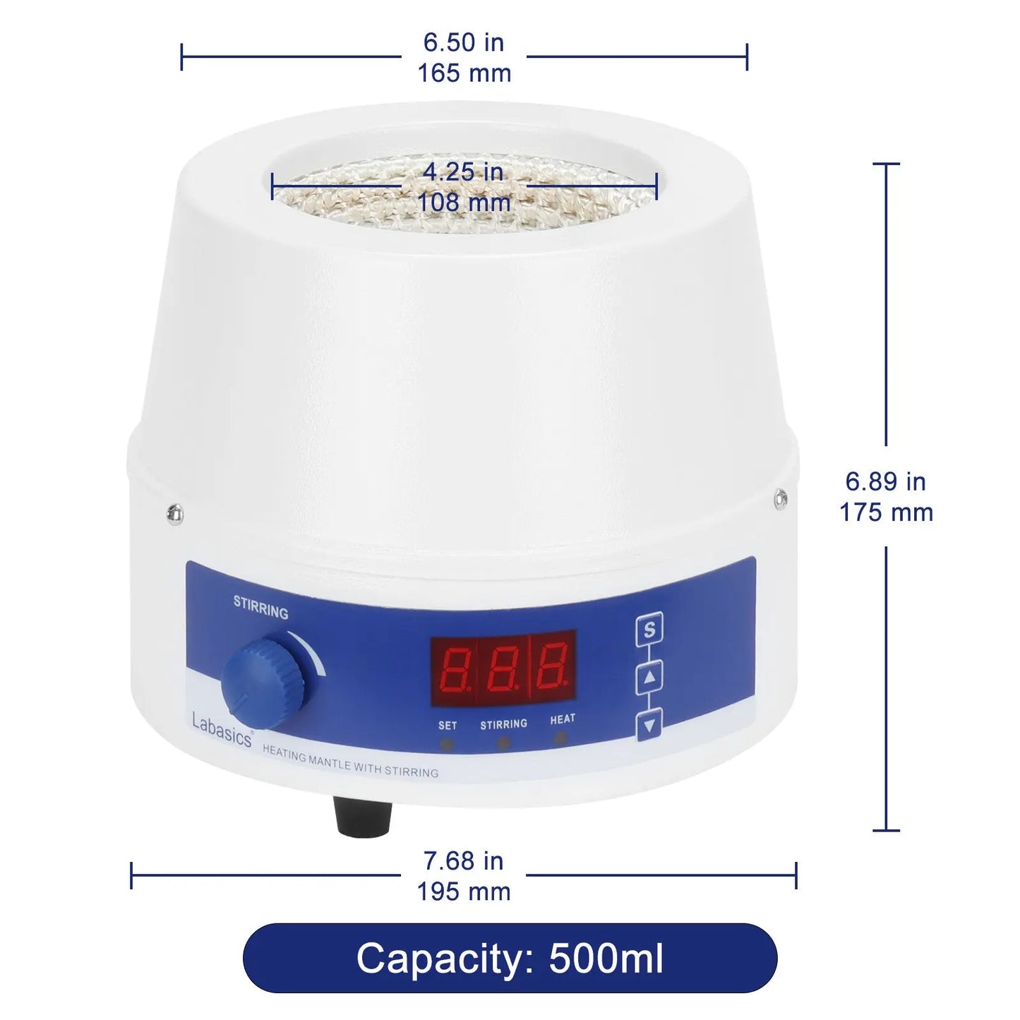 Digital Magnetic Stirring Heating Mantle with Temperature Probe, 250-1000 mL, RT-300℃, 20-1200 RPM Labasics