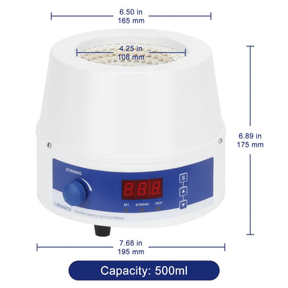 Digital Magnetic Stirring Heating Mantle with Temperature Probe, 250-1000 mL, RT-300℃, 20-1200 RPM Labasics