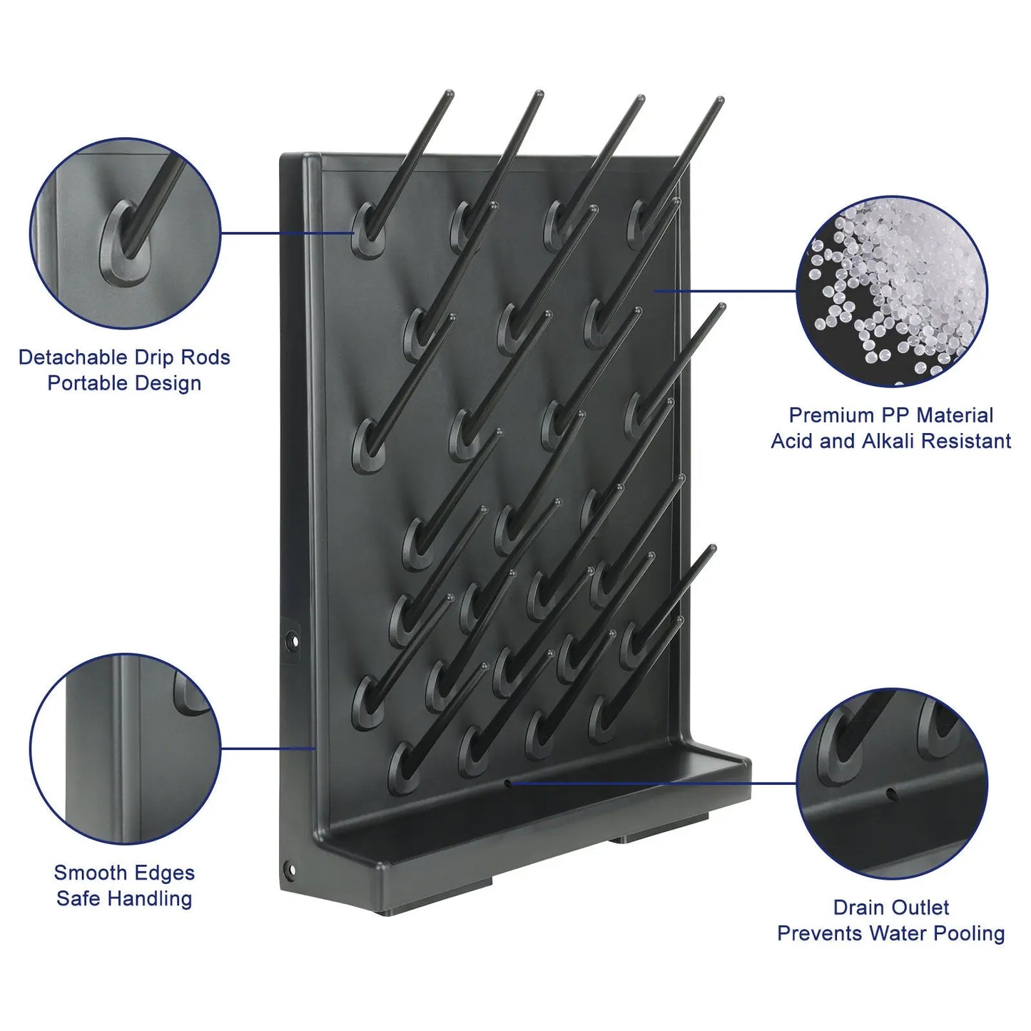 Drying Rack with 27 Detachable Pegs and Water Outlet Hose Labasics