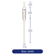Glass Extended Adapter, Air Flow Tube Borosilicate Glass Inlet Adapter with Extended Drip Tube 8 mm Diameter and 15 mm Lower Length Labasics