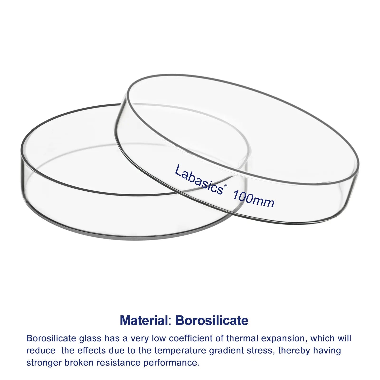 Glass Petri Dish with Lid, 60-150 mm Outer Diameter Labasics