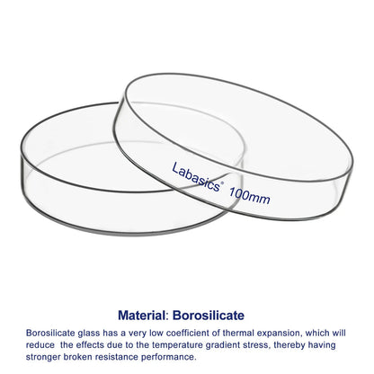 Glass Petri Dish with Lid, 60-150 mm Outer Diameter Labasics