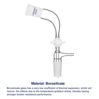Glass Vacuum Take Off Adapter with PTFE Stopcock, 24/40 Joints, 105 Degree Bent Labasics Shop
