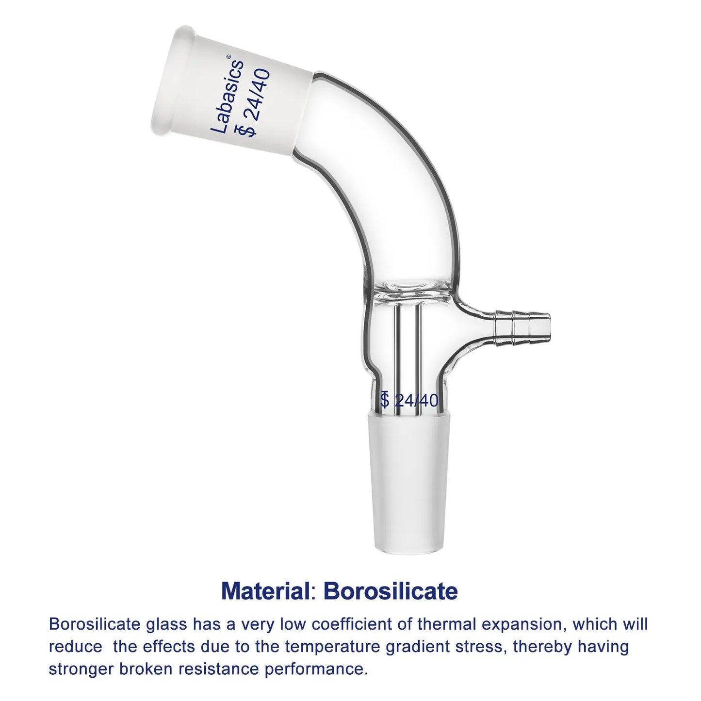 Glass Vacuum Take Off Adapter, 24/40 Joints, 105 Degree Bent Labasics