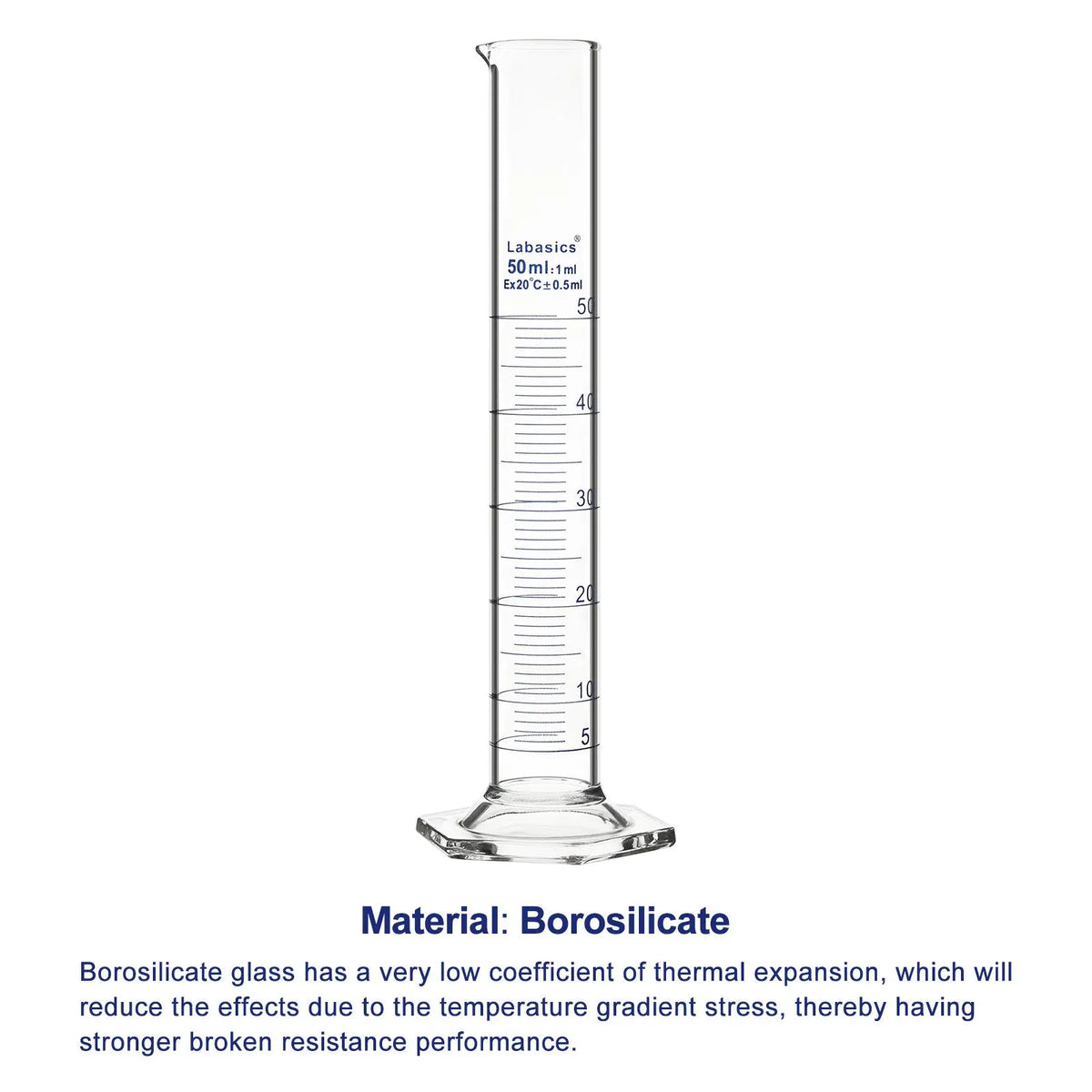G3.3 borosilicate glass measuring cylinder with heat and corrosion resistance