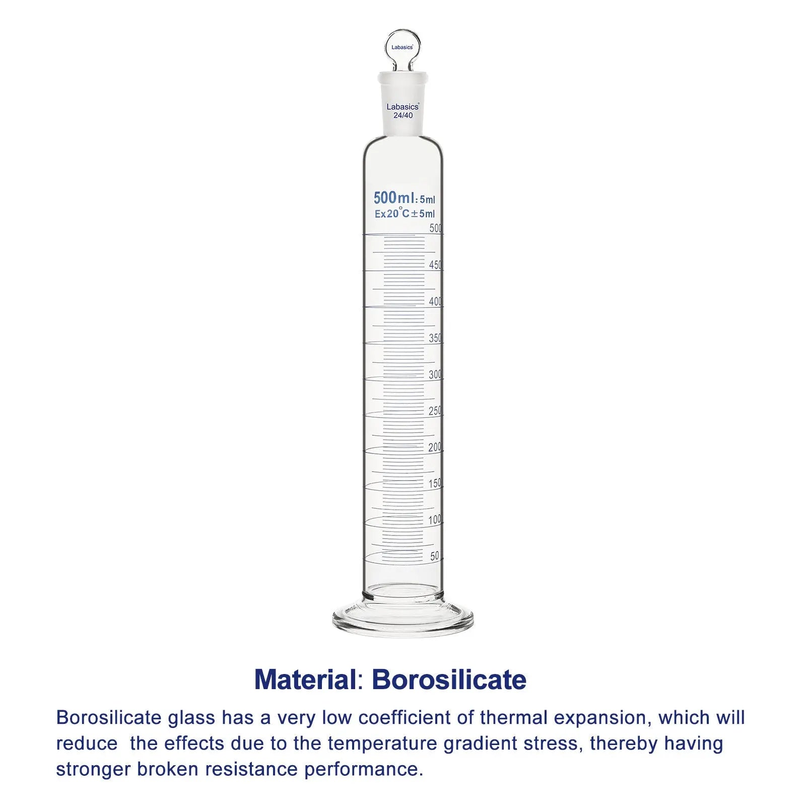 Graduated Cylinder with Stopper, 50-500 mL Labasics