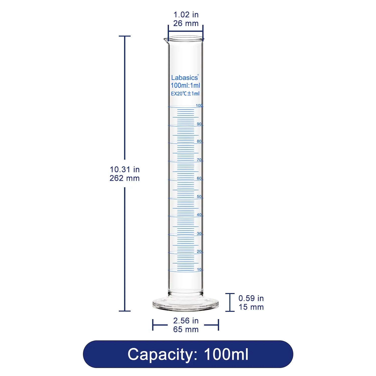 Measuring Cylinder, 10-250 mL, 2 Packs Labasics