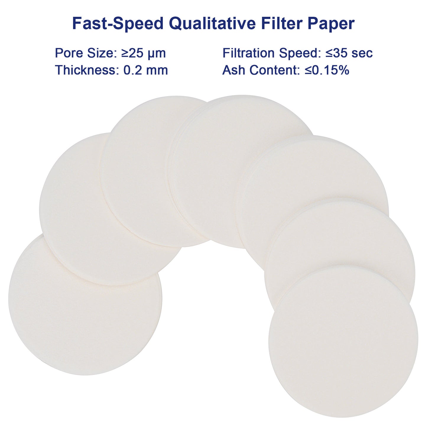 Qualitative Filter Paper, Fast Filtration Speed, 100 Pack, 55-90 mm Diameter