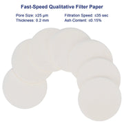 Qualitative Filter Paper, Fast Filtration Speed, 100 Pack, 55-90 mm Diameter Labasics