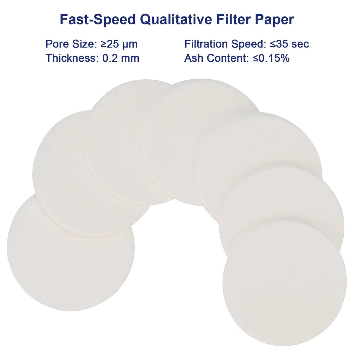 Qualitative Filter Paper, Fast Filtration Speed, 100 Pack, 55-90 mm Diameter Labasics