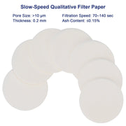 Qualitative Filter Paper, Slow Filtration Speed, 100 Pack, 55-90 mm Diameter Labasics