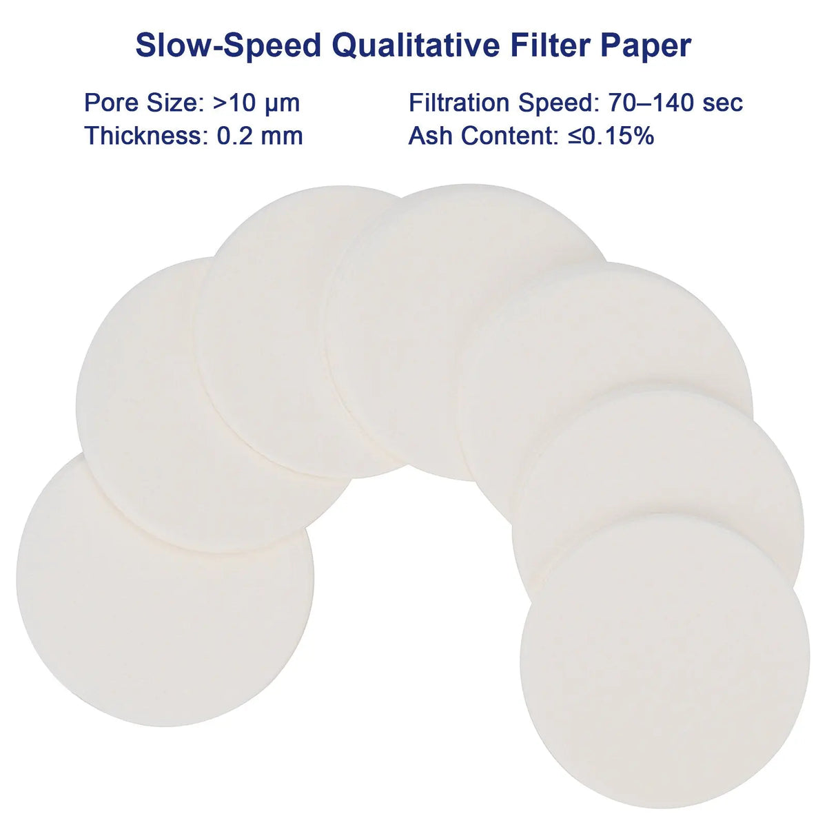 Qualitative Filter Paper, Slow Filtration Speed, 100 Pack, 55-90 mm Diameter Labasics