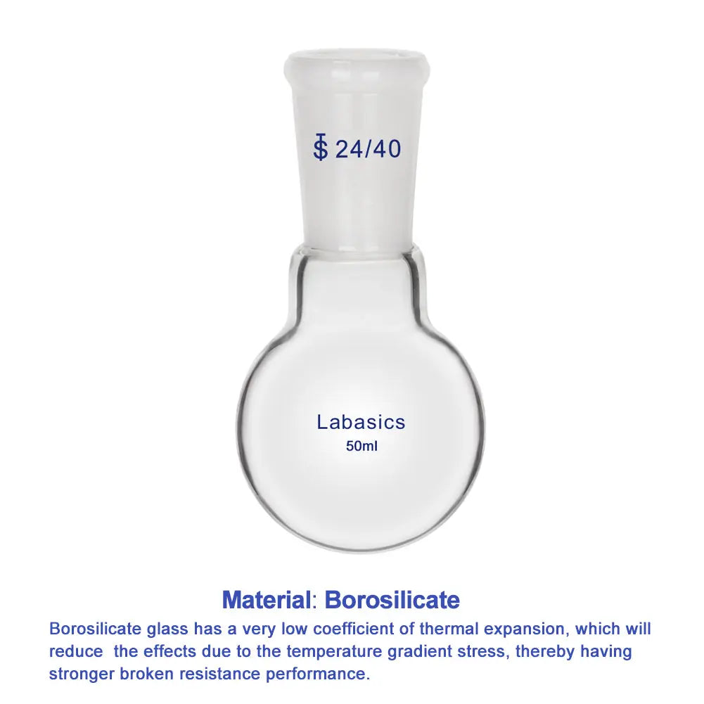 Glass Round Bottom Flask, 24/40 Standard Taper Outer Joint, 50-2000 mL Labasics
