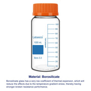 Transparent Media Storage Bottle with GL80 Screw Cap, Borosilicate Glass, 250-1000 ml Labasics