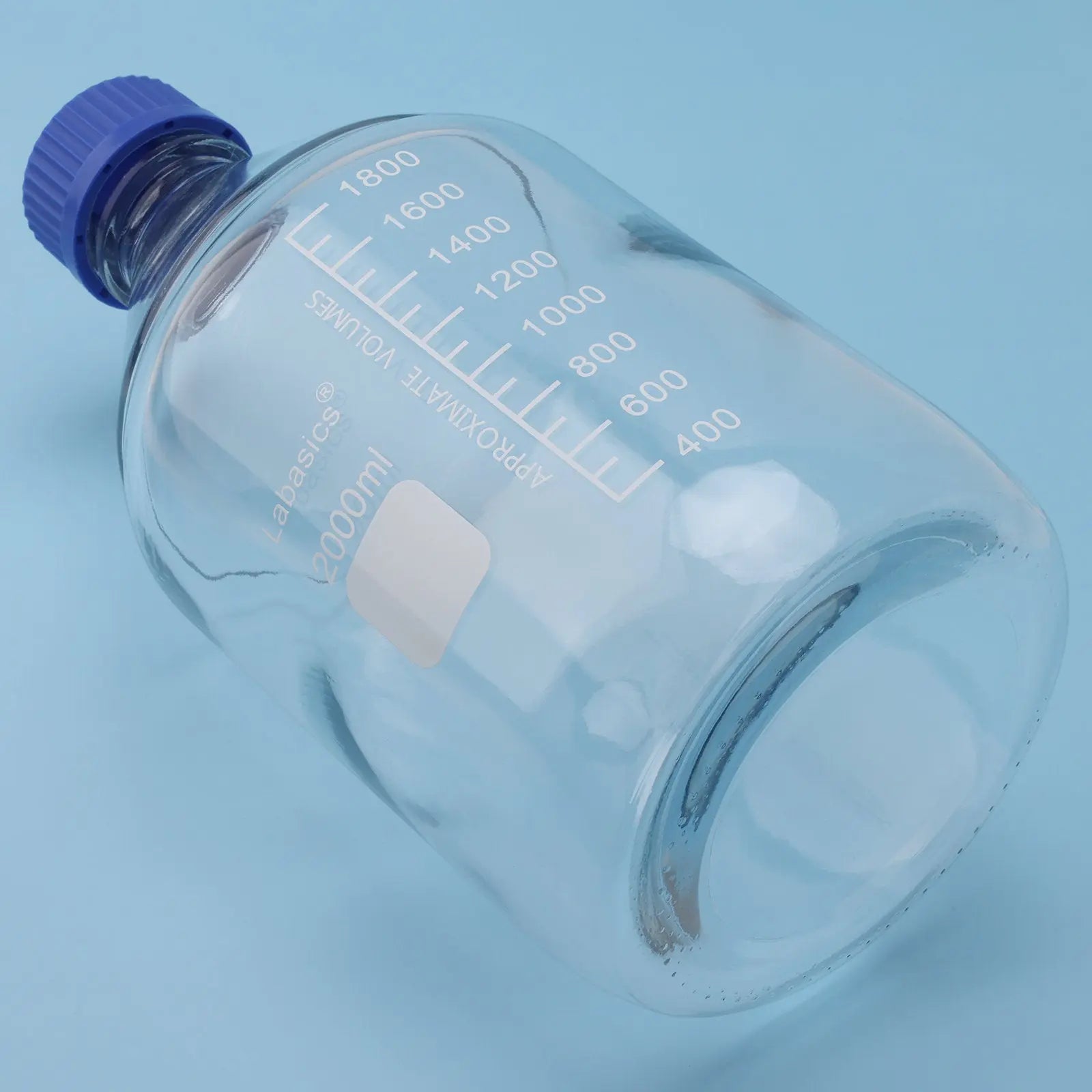 Transparent Media Storage Bottles with GL45 Blue Screw Cap, Soda-Lime Glass, 250-2000 ml Labasics