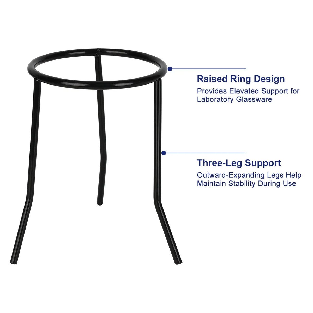 Three outward-extending metal legs designed to support a laboratory heating setup