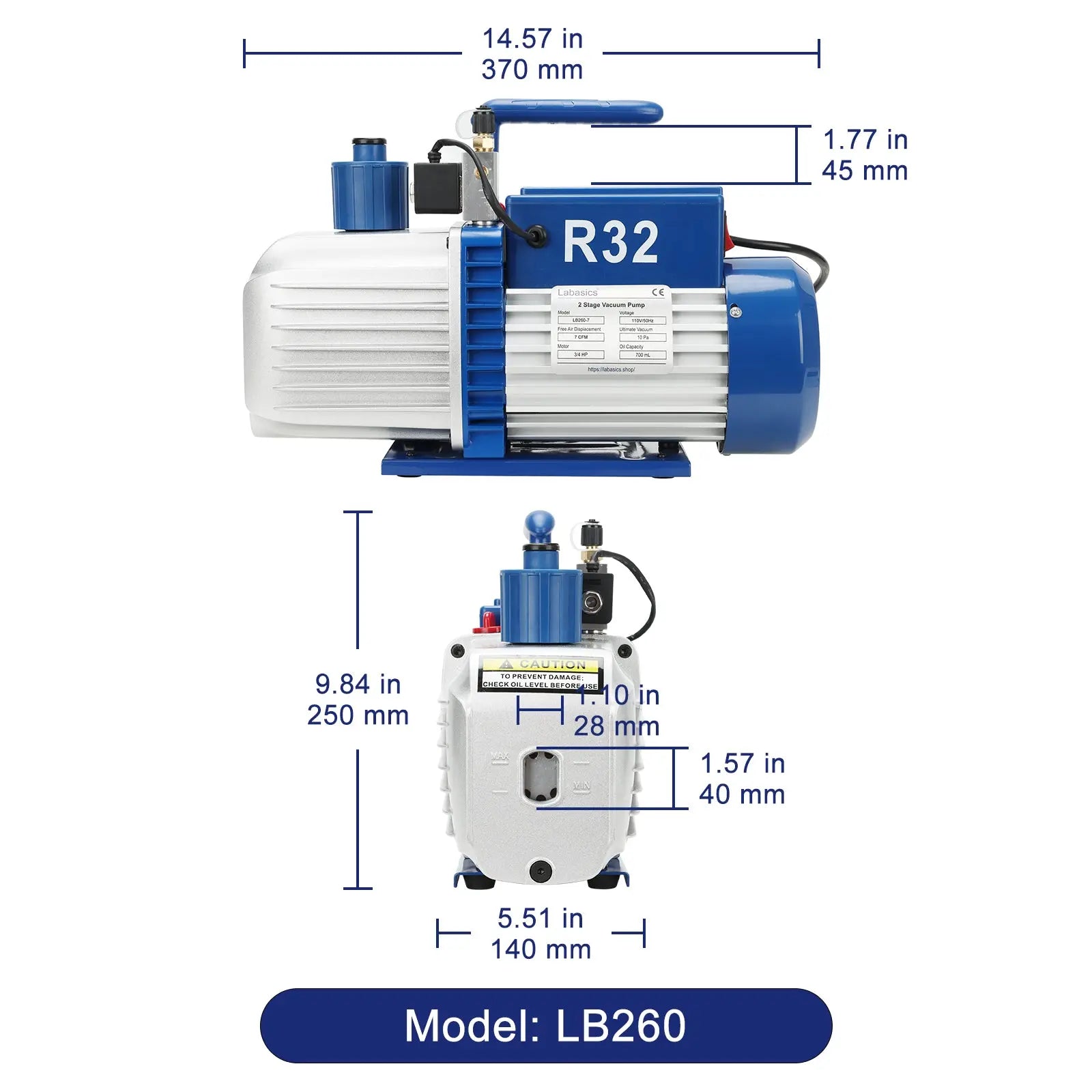 Two-Stage Vacuum Oil Pump, 70-198 L/min Labasics