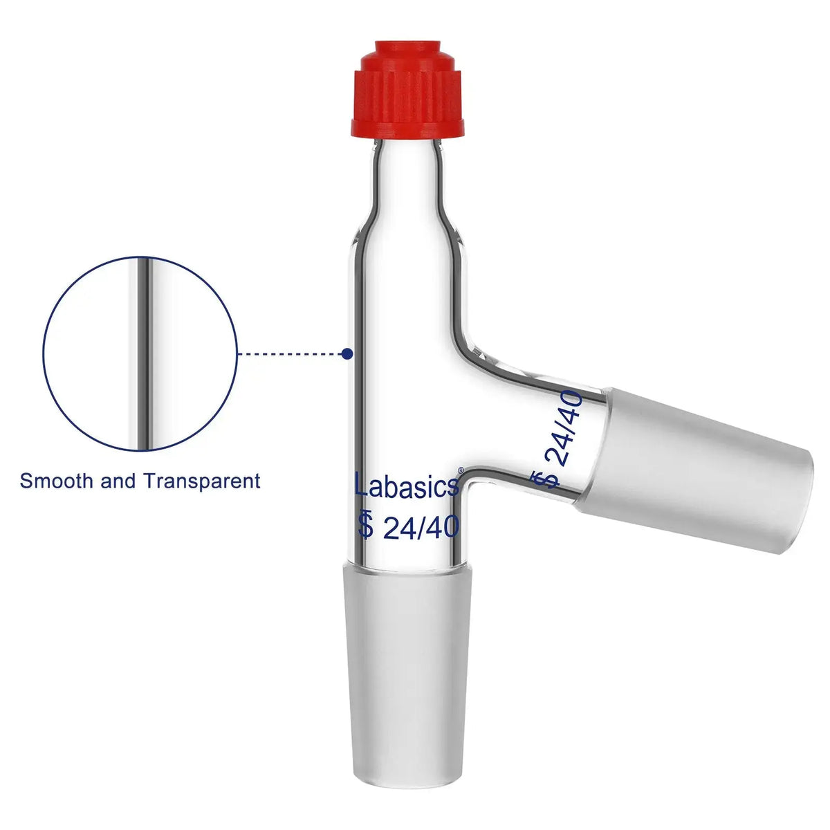 Reusable 3-way thermometer adapter with 24/40 joints for laboratory distillation
