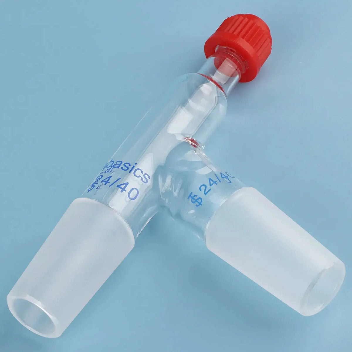 Borosilicate glass 3-way distilling thermometer adapter with screw cap
