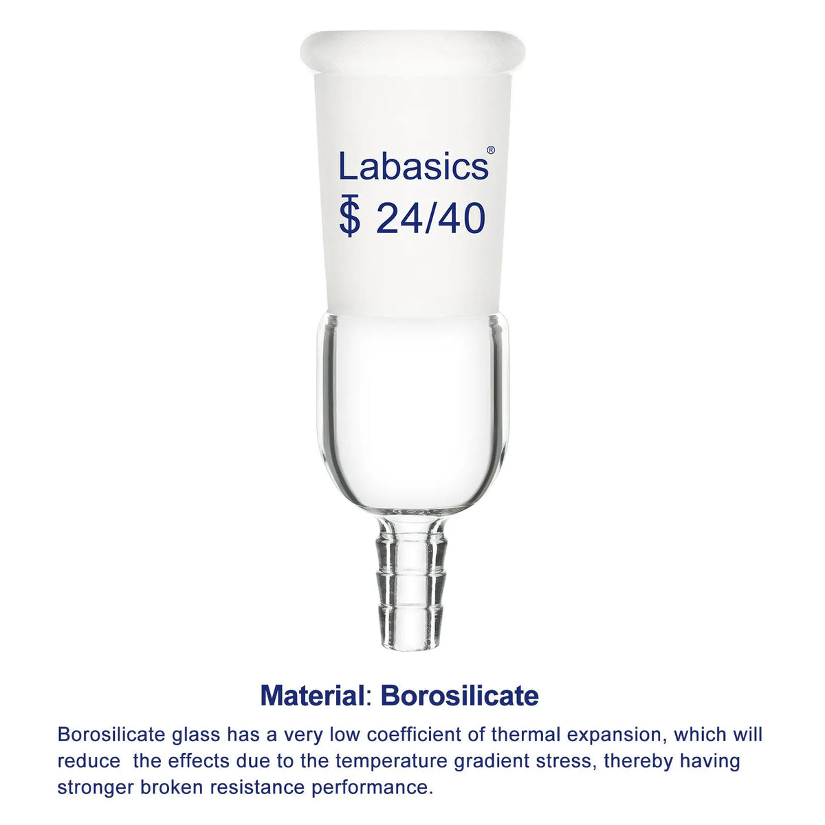 Glass Vacuum Inlet Adapter, 8mm (0.31inch) hose connection Labasics