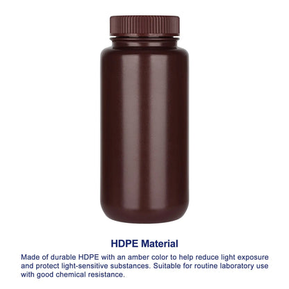 HDPE material and amber bottle body for laboratory reagent storage and light protection