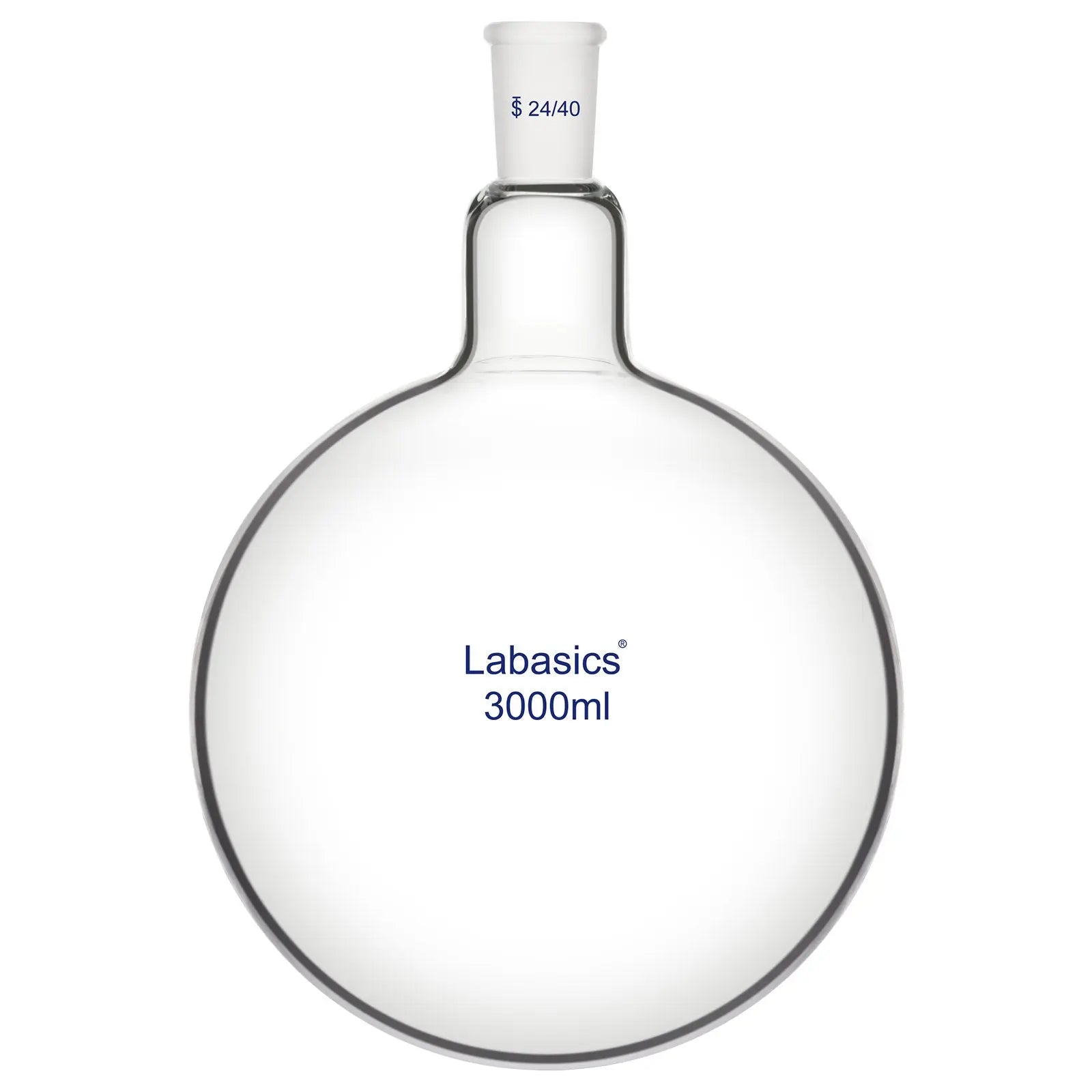 1 neck round bottom flask, 3000 mL (3 L), 24/40 joint, borosilicate glass, suitable for large-scale heating and mixing