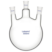 3 neck round bottom flask, 3000 mL (3 L), 24/40 joints, borosilicate glass, large capacity for advanced laboratory reactions