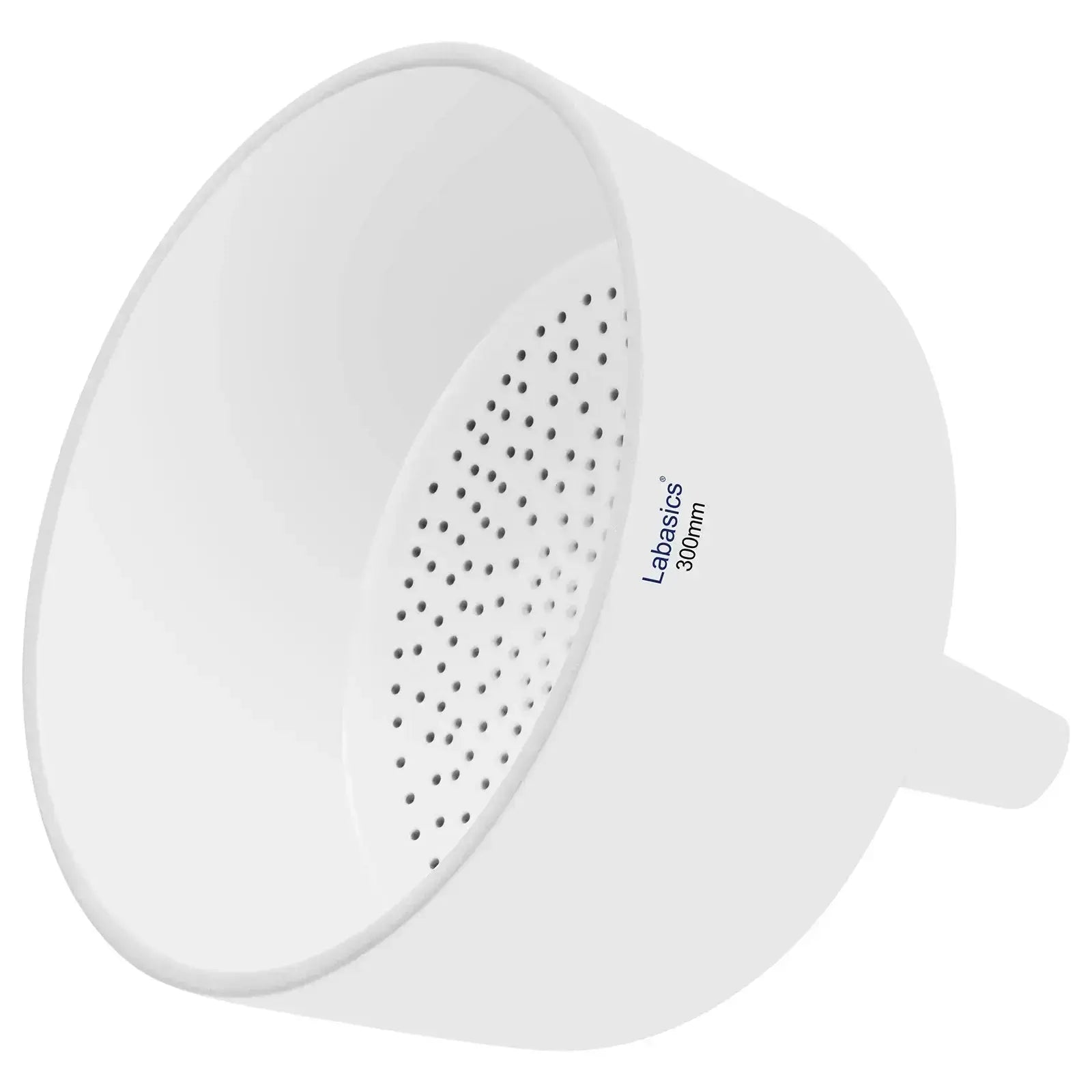 Büchner funnel, 300 mm outer diameter, porcelain glazed body, perforated plate design for heavy-duty laboratory filtration