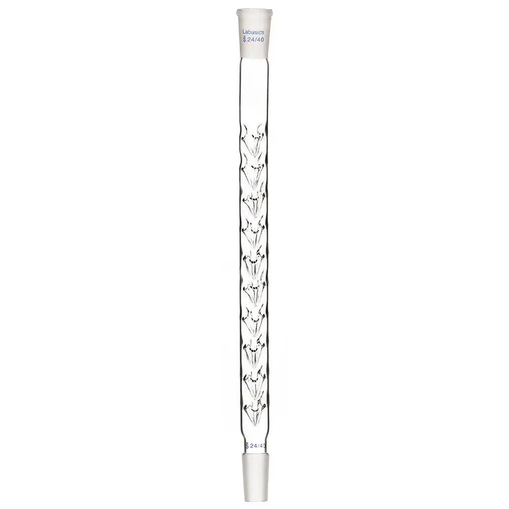 Vigreux distillation column, 300 mm length, durable borosilicate glass, 24/40 taper joints, heavy-duty, reusable for laboratory distillation
