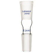 Borosilicate glass straight connecting adapter, 24/40 female to male joint, 30 mm spacing, reusable for laboratory distillation and extraction setups