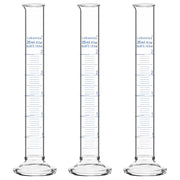 Measuring cylinder, 25 mL, borosilicate glass construction, accurate metric graduations, suitable for laboratory liquid handling; 3-pack