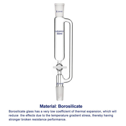 Pressure Equalizing Addition Funnel, Borosilicate Glass Dropping Funnel 24/40 Joint Labasics