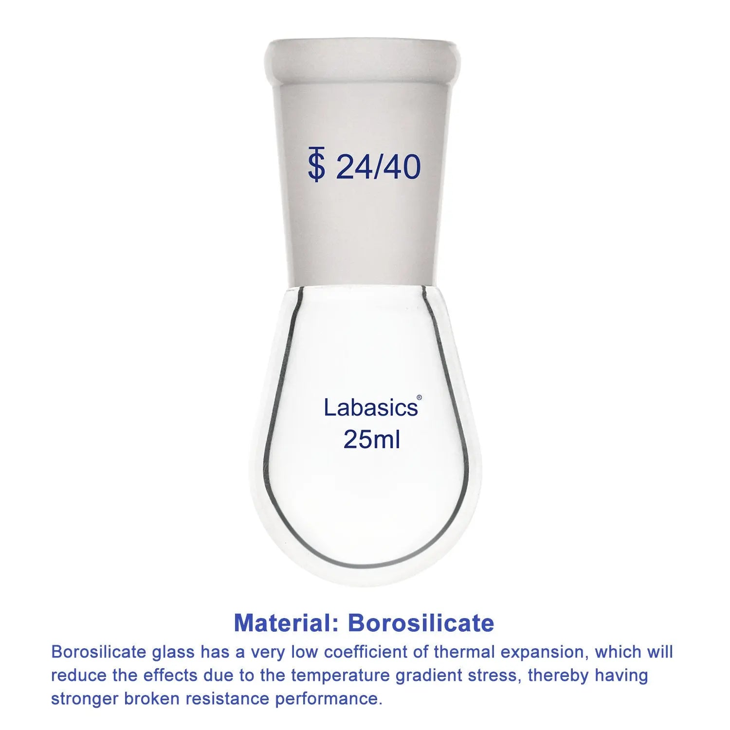 Borosilicate Glass Single Neck Recovery Flask Rotary Evaporator Flask, with 24/40 Outer Joint