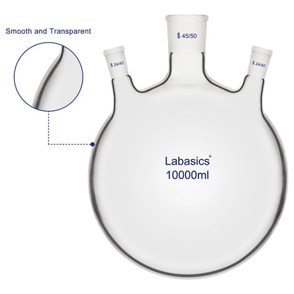 3 Neck Round Bottom Flask, 45/50 Center and Two 24/40 Side Joints, 5-20 L Labasics