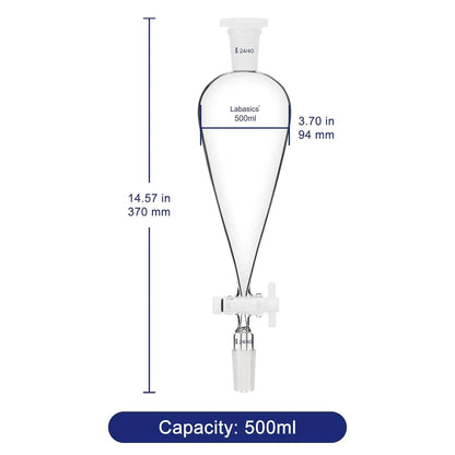 Conical Separatory Funnel, Two 24/40 Joints, 60-1000ml Labasics