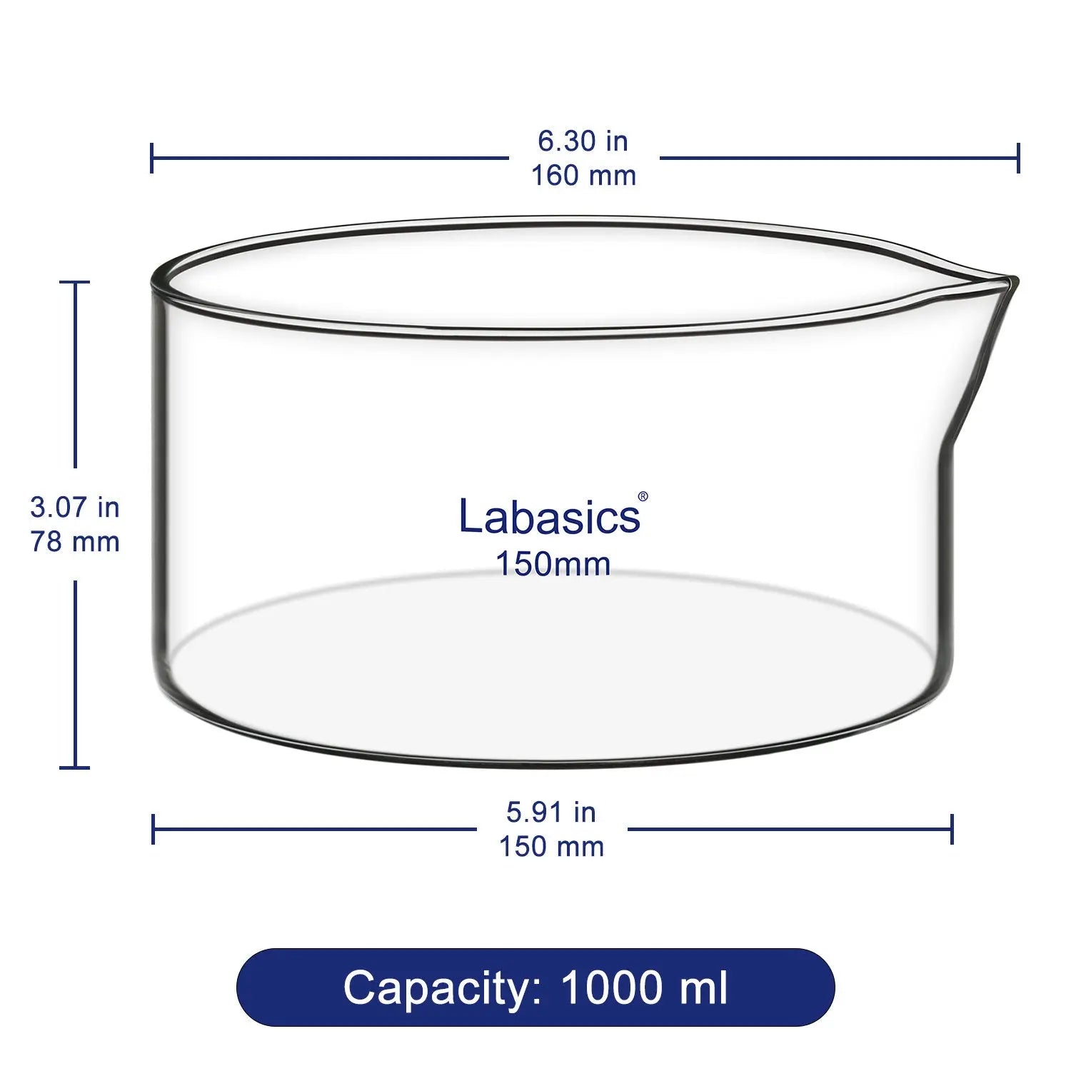 Crystallizing Dish with Spout, 100–1000 mL Labasics