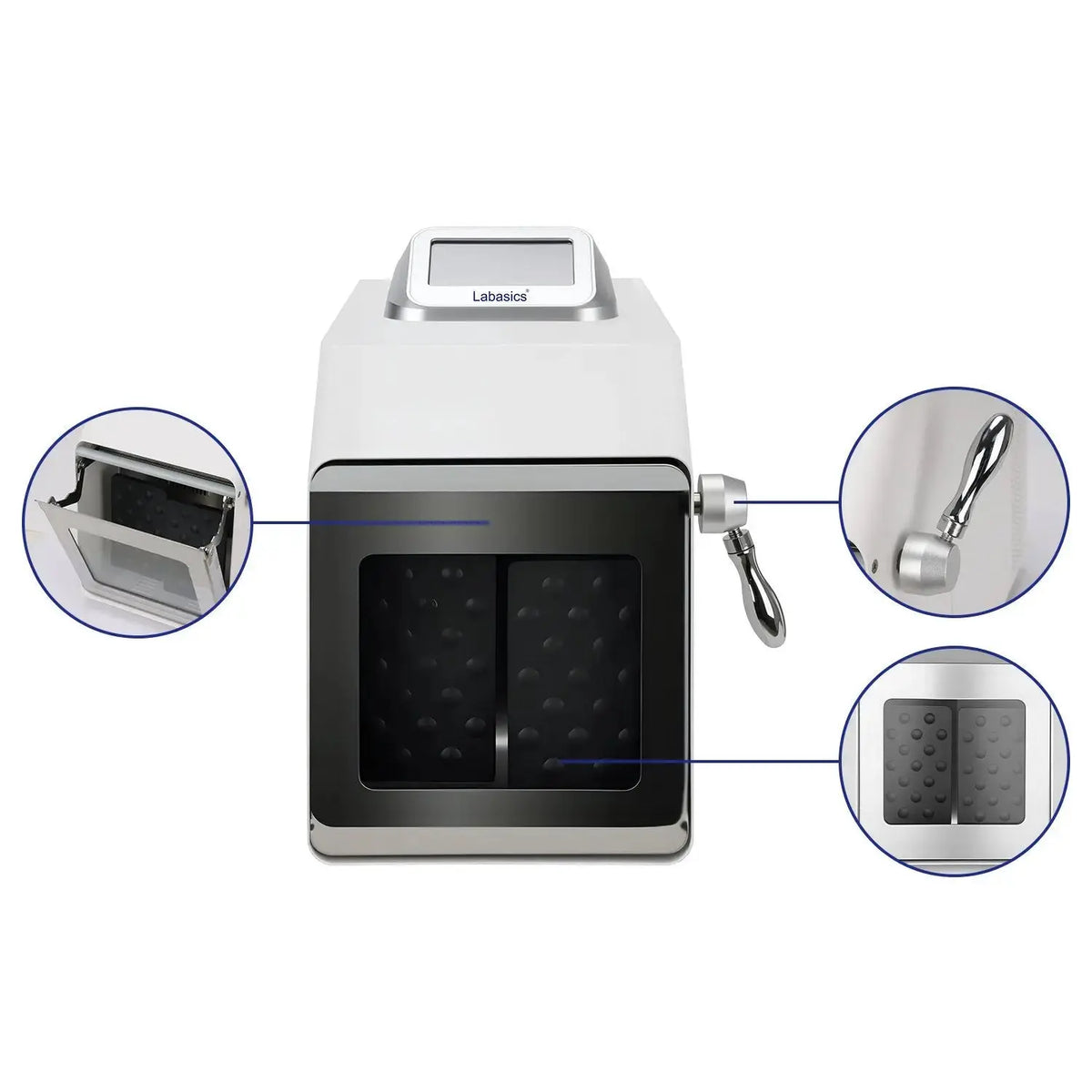 Front close-up of Digital Homogenizer with LCD Screen and Smart Control System, showing control panel