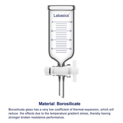 Borosilicate glass dropping funnel for laboratory liquid dispensing and transfer