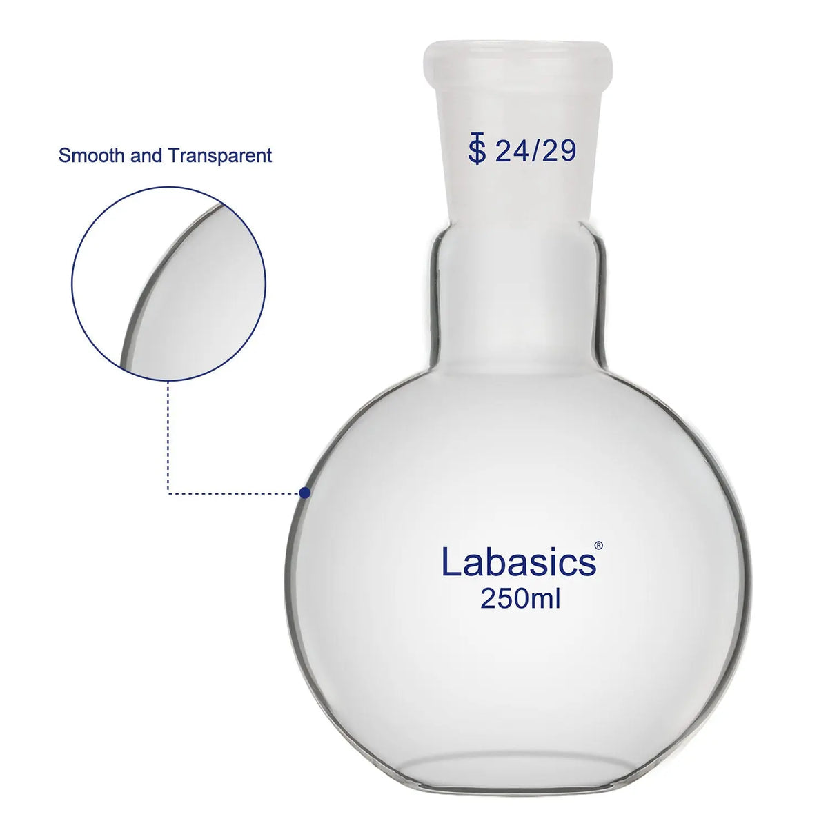 Single Neck Glass Flat Bottom Boiling Flask, 24/29 Standard Joint Labasics