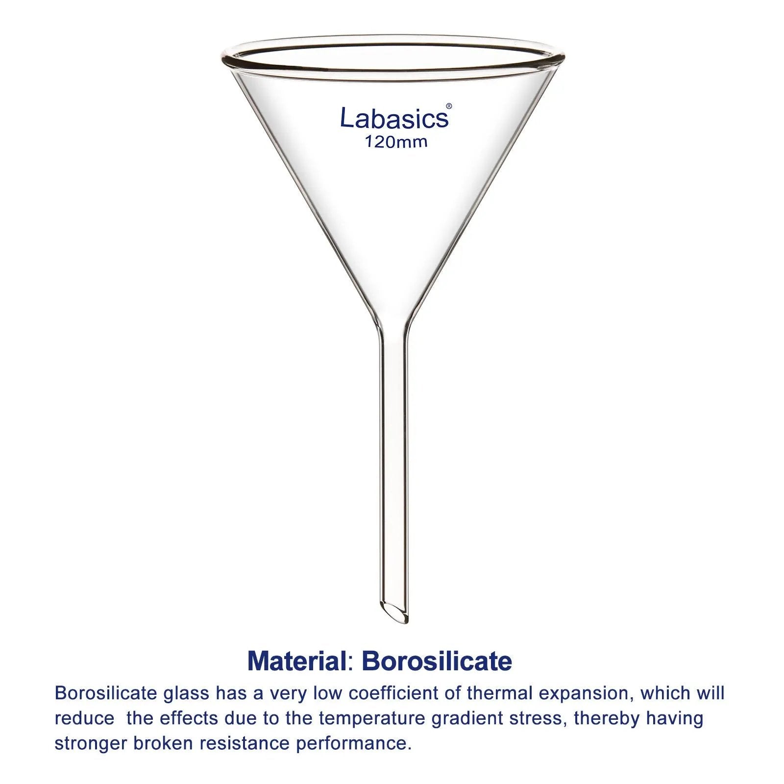 Glass Funnel Set, Short Stem, 4 Sizes, Combo Pack Labasics