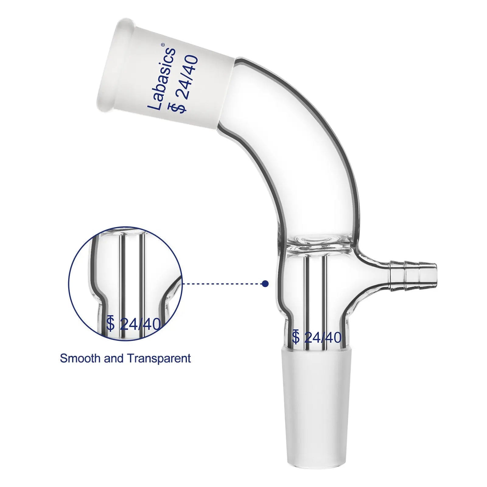 Glass Vacuum Take Off Adapter, 24/40 Joints, 105 Degree Bent Labasics