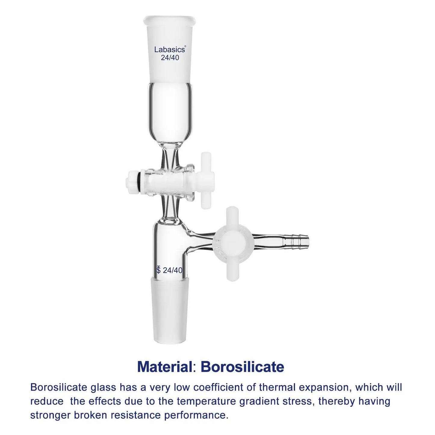 Glass Vertical Vacuum Take Off Adapter with 2 PTFE Stopcocks Labasics