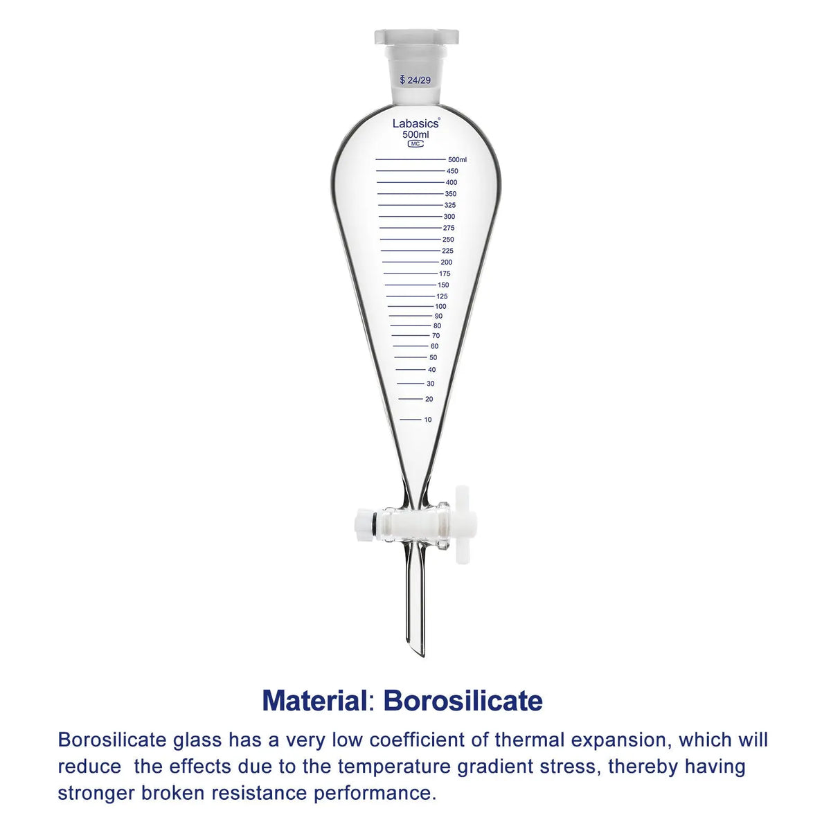 Graduated Separatory Funnel, 24/29 Joint, 500-1000 ml Labasics
