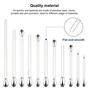 Stainless steel micro spoon set designed for reusable laboratory applications and easy cleaning